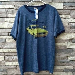 Retro Style '65 FORD MUSTANG Shortsleeve Cotton Blend Ringer T Shirt Size L
